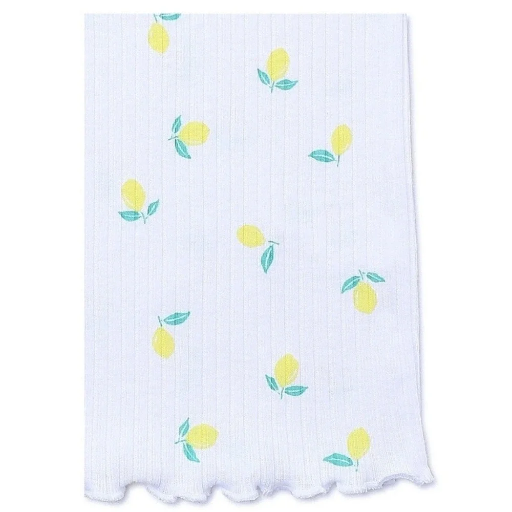 Wonder Nation Girls Rib Top Medium 7-8 New with Tags White Lemon Lettuce Edge
